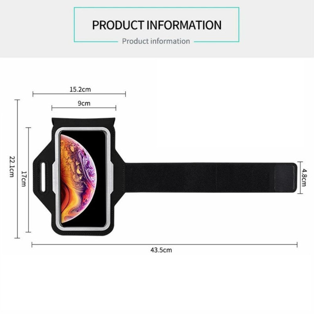 Löpararmband för Smartphone med Ficka och Reflexer (Max. Mobil: 90 x 170 mm) - Svart