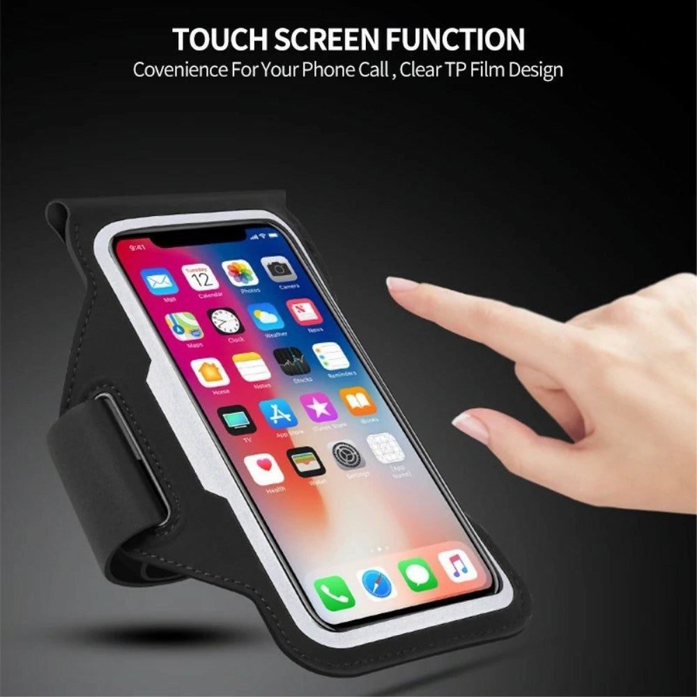 Löpararmband för Smartphone med Ficka och Reflexer (Max. Mobil: 90 x 170 mm) - Grå