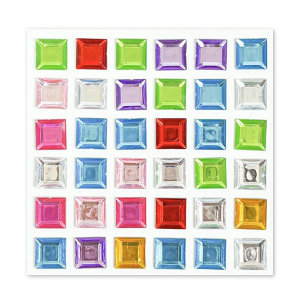 Flerfärgade Självhäftande Kristall 3D Stickers - 36 st - Fyrkantiga