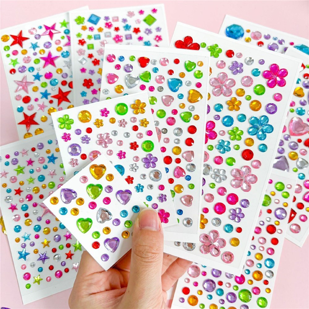 Flerfärgade Självhäftande Kristall 3D Stickers - 65 st - Åttkantiga
