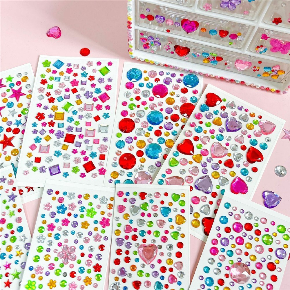 Flerfärgade Självhäftande Kristall 3D Stickers - 65 st - Åttkantiga