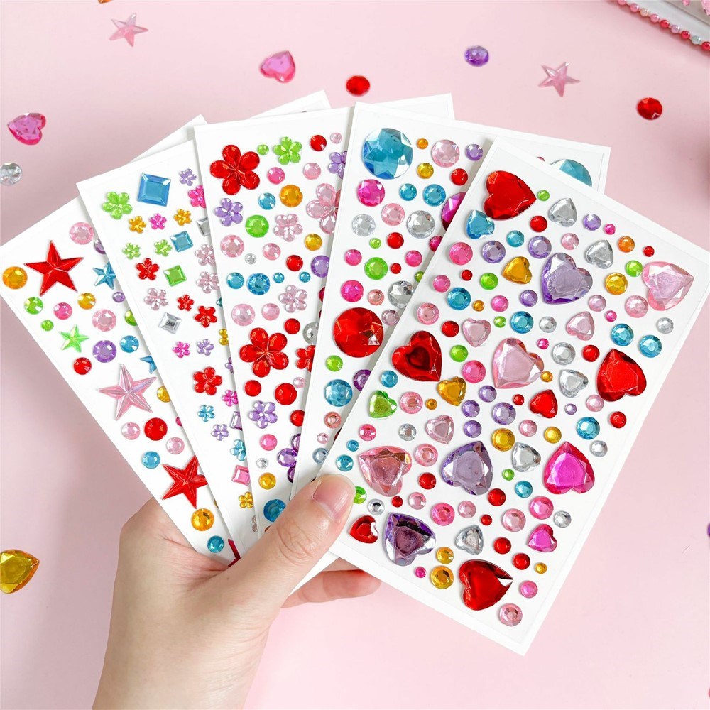 Flerfärgade Självhäftande Kristall 3D Stickers - 65 st - Ovala