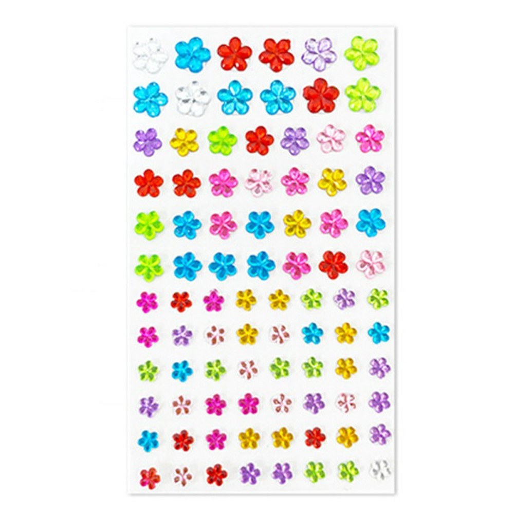 Flerfärgade Självhäftande Kristall 3D Stickers - 88 st - Blommor