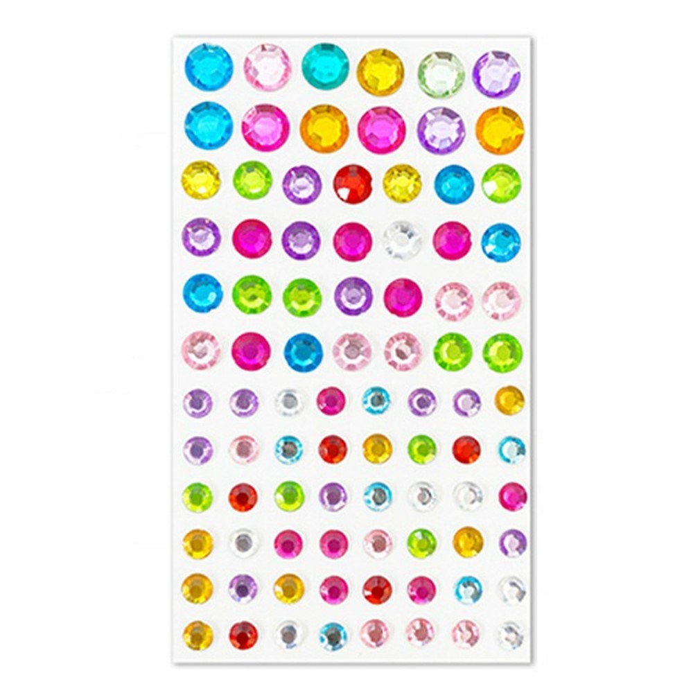 Flerfärgade Självhäftande Kristall 3D Stickers - 88 st - Runda