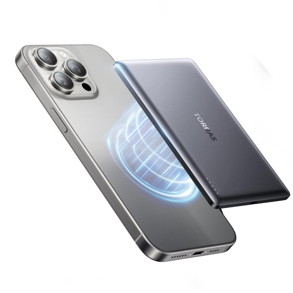 TORRAS MiniMag Powerbank 5 000 mAh - Magnetisk - Grå