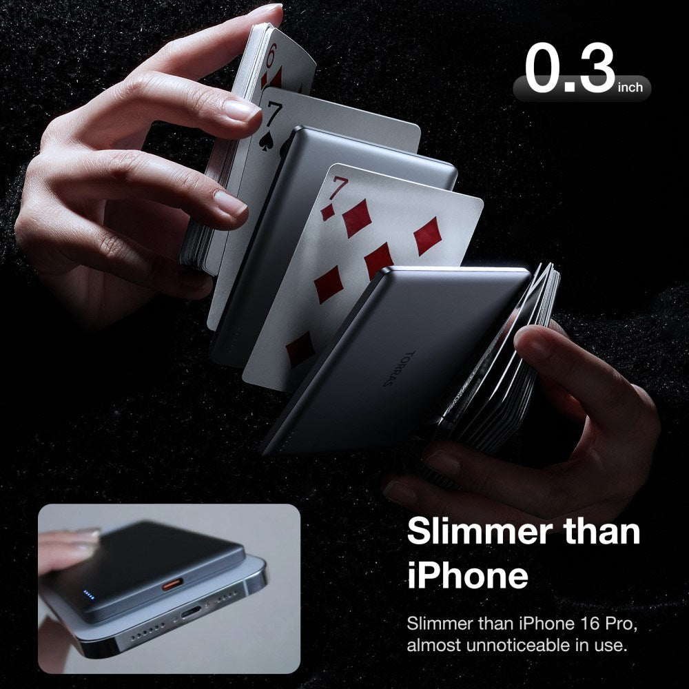 TORRAS MiniMag Powerbank 5 000 mAh - Magnetisk - Grå