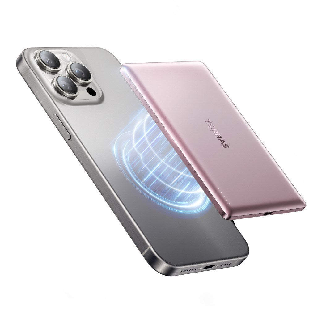 TORRAS MiniMag Powerbank 5 000 mAh - Magnetisk - Rosa