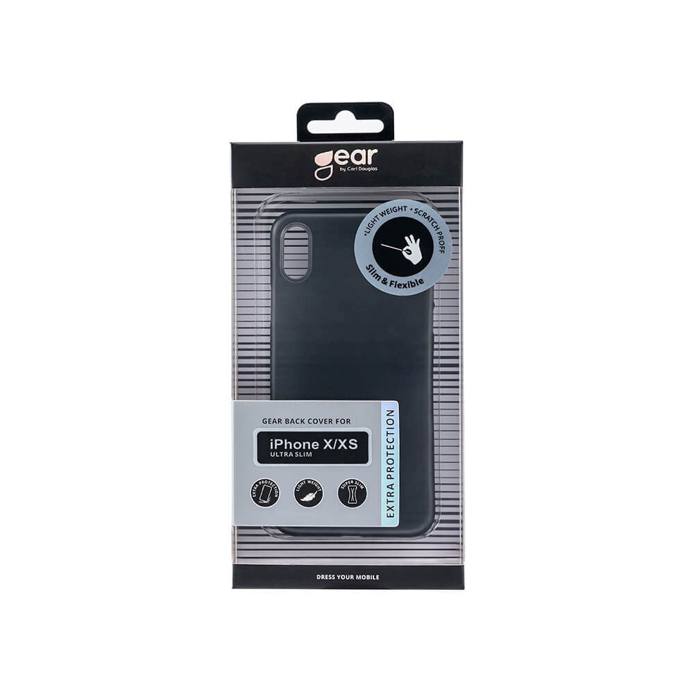 iPhone X / XS GEAR Halvtransparent Flexibelt Plast Skal - Svart