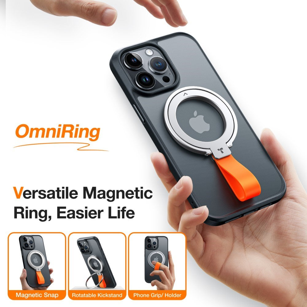 TORRAS Metall Ringhållare & Ställ - MagSafe Kompatibel - Silver / Orange