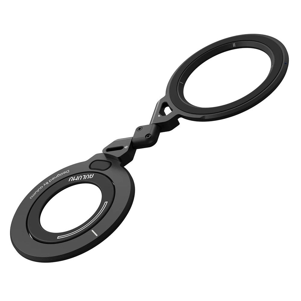 AULUMU 2-i-1 Magnetisk Fingerring / Mobilt Stativ - 360° Roterbar - MagSafe Kompatibel - Svart