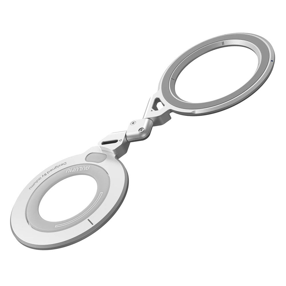AULUMU 2-i-1 Magnetisk Fingerring / Mobilt Stativ - 360° Roterbar - MagSafe Kompatibel - Silver