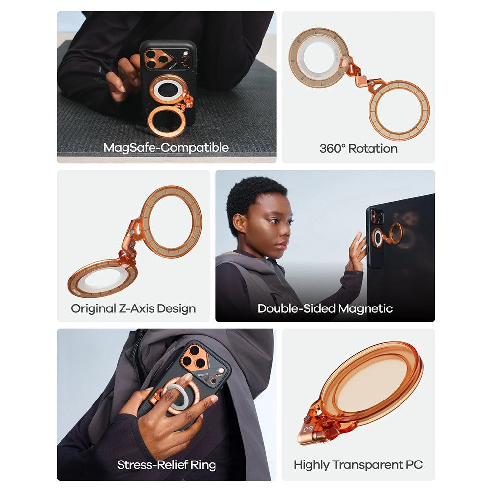 AULUMU Magnetisk 360° Roterande Mobilhållare med Z-Axel - MagSafe Kompatibel - Svart
