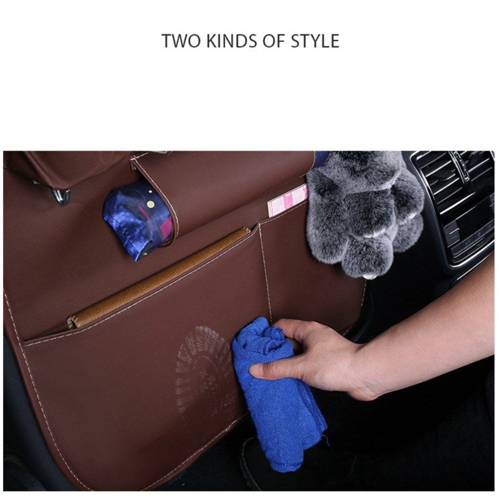 Läderbaksätesorganisator med Förvaring för Paraply, Dryckesflaskor & Tablett - Brun