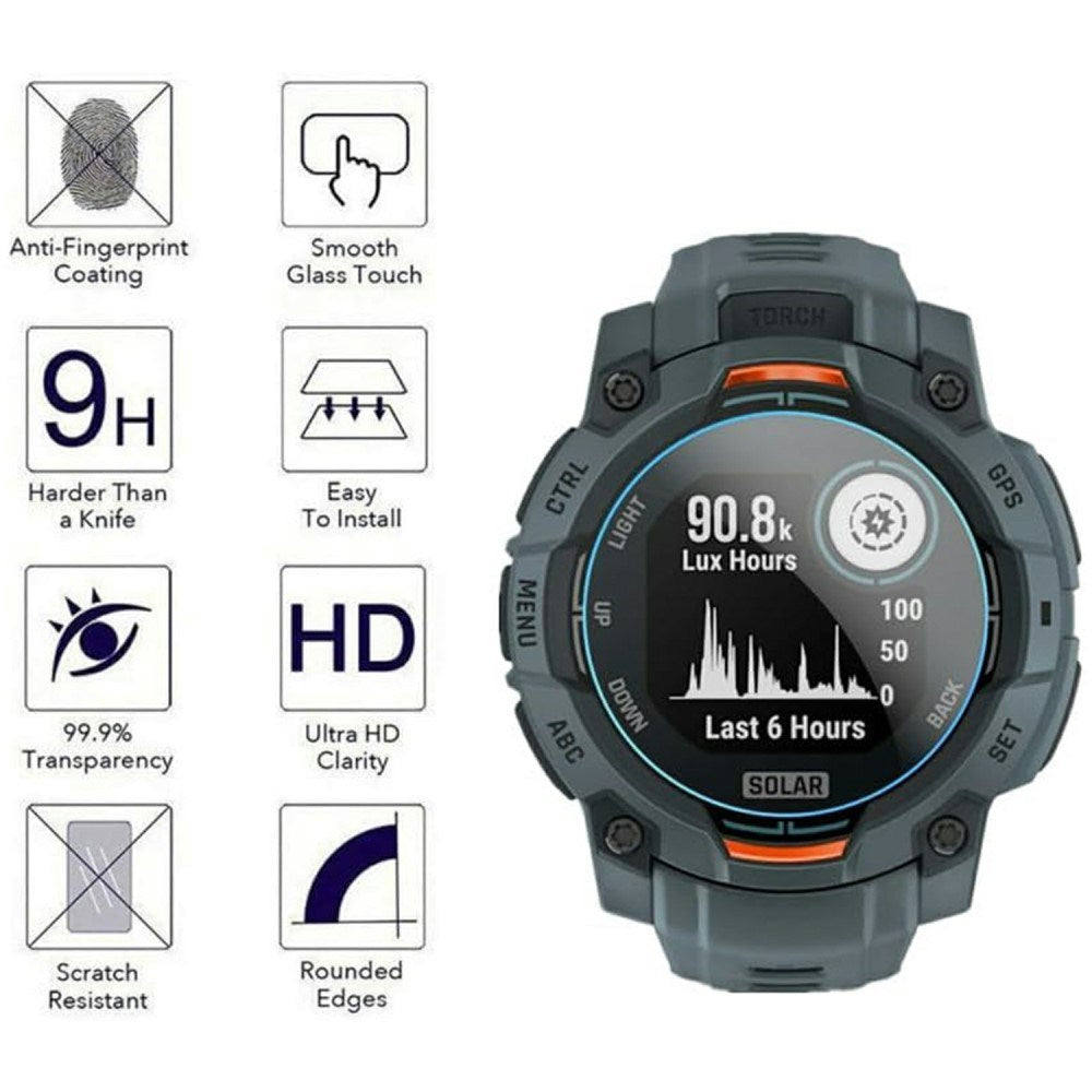 Garmin Instinct 3 AMOLED (45mm) Härdat Skyddsglas - 3 st - Genomskinlig
