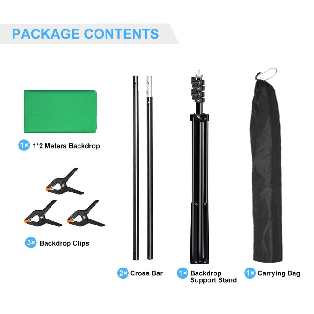 Fotobakgrund med T-stativ & Tillbehör - 1 x 2 m - Grön