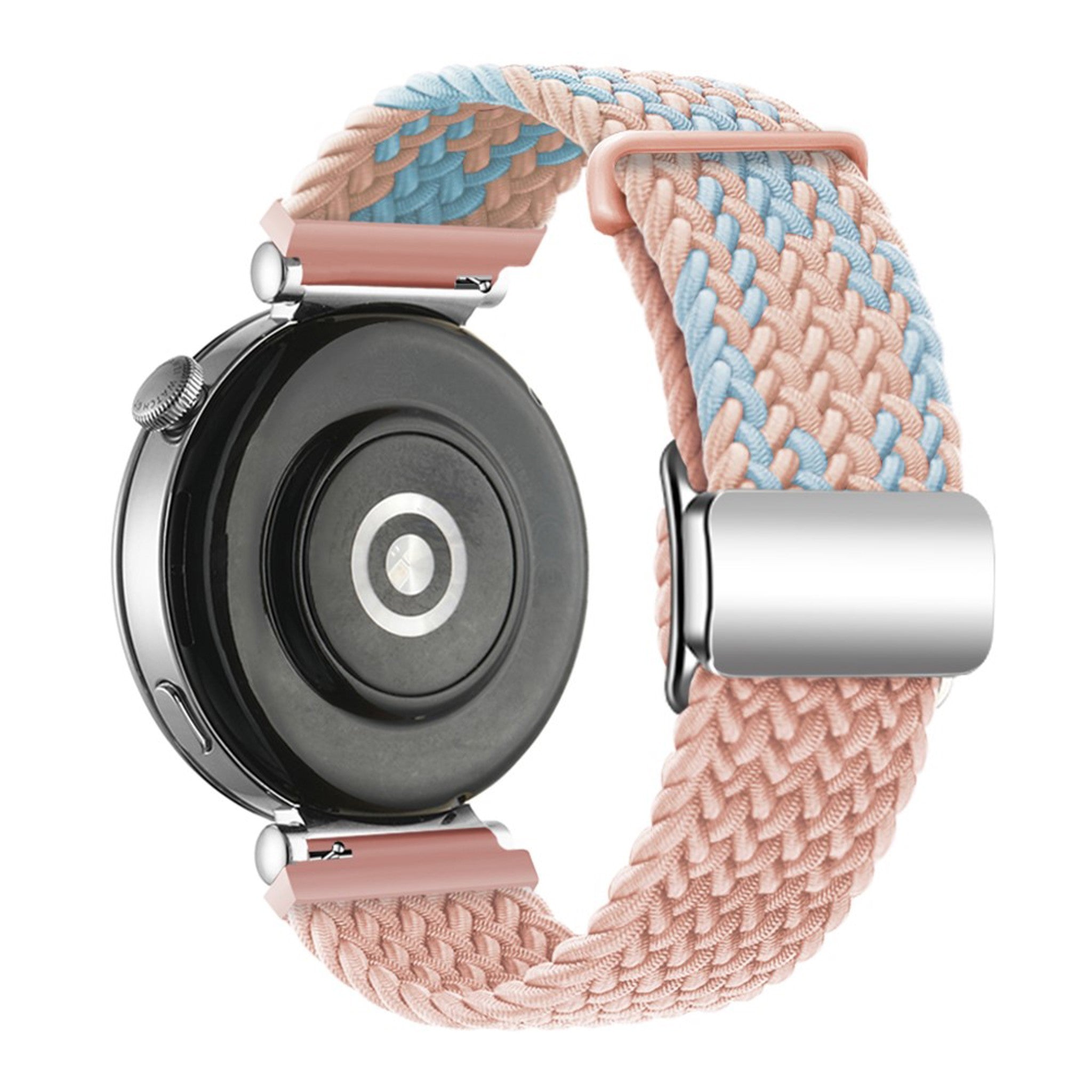Universal 18mm EIDERWOOD Vävd Klockrem - Rosa / Blå