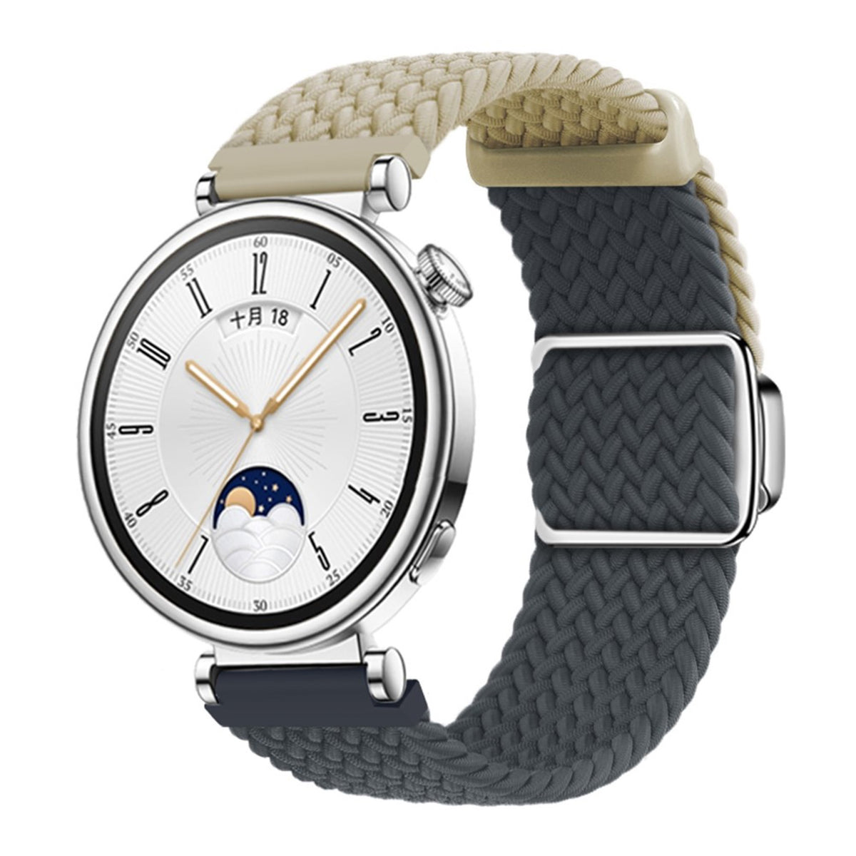 Universal 18mm EIDERWOOD Vävd Klockrem - Beige / Mörkblå