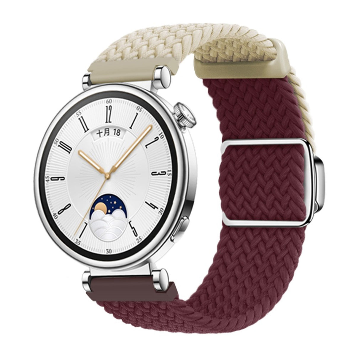 Universal 18mm EIDERWOOD Vävd Klockrem - Beige / Röd