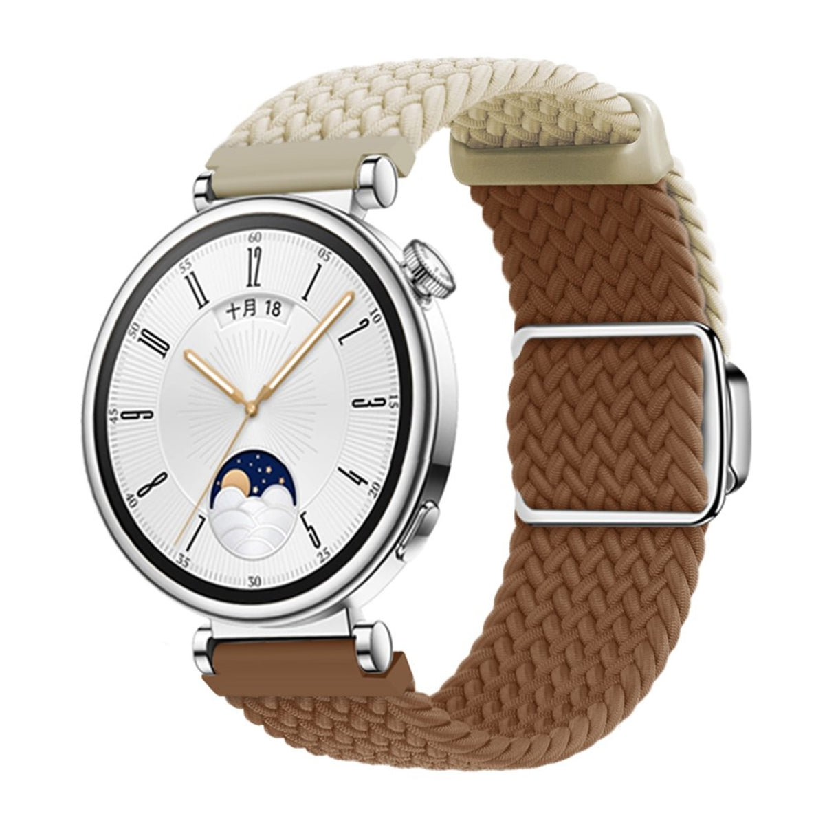 Universal 18mm EIDERWOOD Vävd Klockrem - Beige / Brun