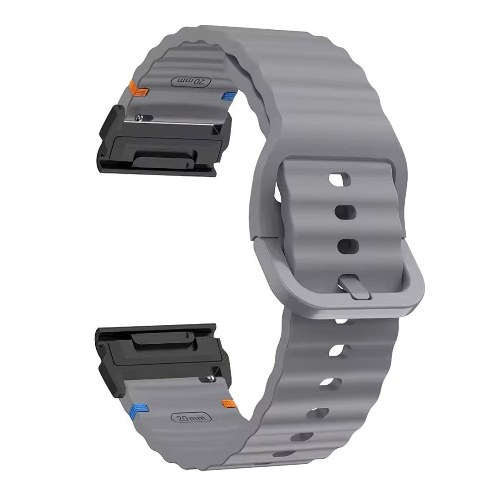 Universal Garmin 22mm QuickFit EIDERWOOD Wavy Silikon Armband - Mörkgrå