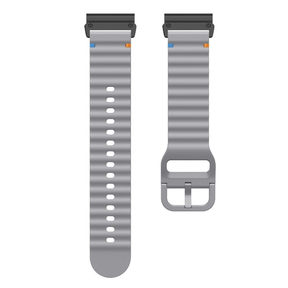 Universal Garmin 22mm QuickFit EIDERWOOD Wavy Silikon Armband - Mörkgrå