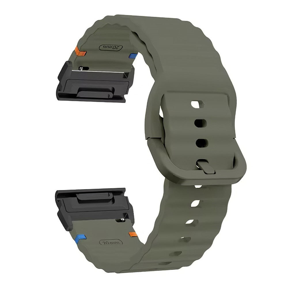 Universal Garmin 22mm QuickFit EIDERWOOD Wavy Silikon Armband - Grön