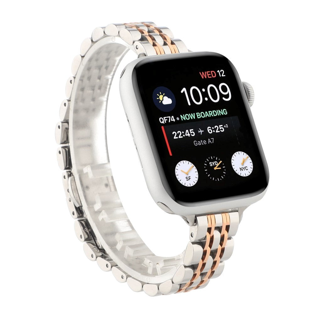 Apple Watch (38/40/SE/41/42mm) Rem Rostfritt Stål - Silver / Rött Guld