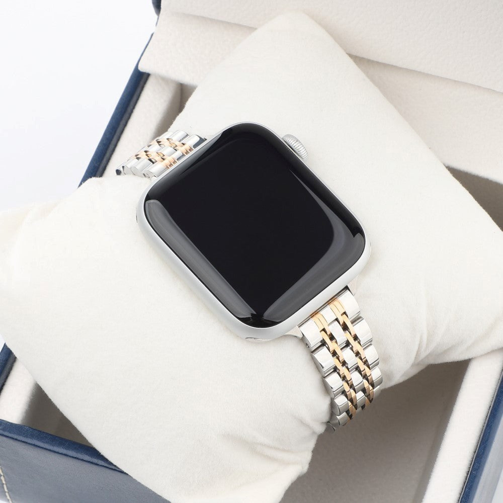 Apple Watch (38/40/SE/41/42mm) Rem Rostfritt Stål - Silver / Rött Guld