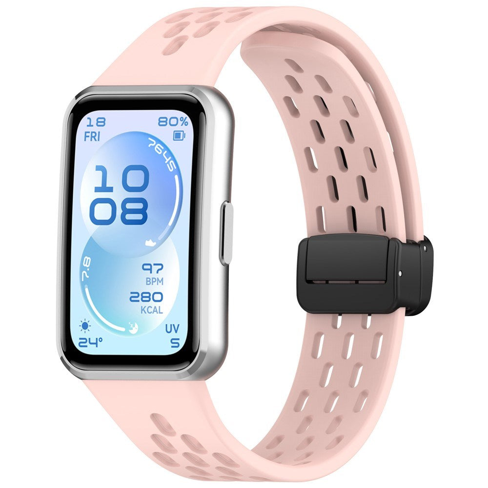 Huawei Band 11 / 11 Pro EIDERWOOD Perforerad Silikonrem - Rosa