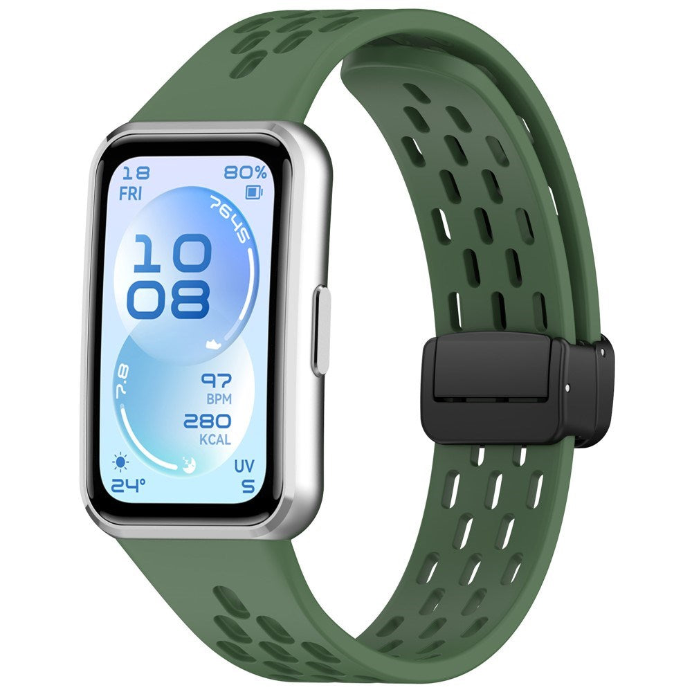Huawei Band 11 / 11 Pro EIDERWOOD Perforerad Silikonrem - Grön