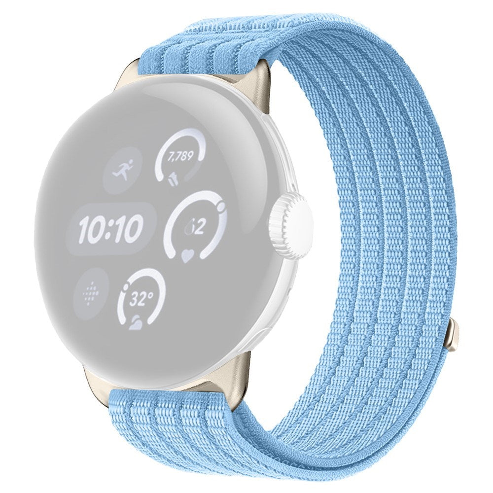 Google Pixel Watch 4 / 3 (45mm) EIDERWOOD Nylon Klockarmband – Ljusblå