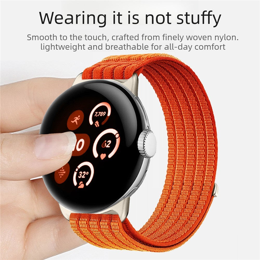 Google Pixel Watch 4 / 3 (45mm) EIDERWOOD Nylon Klockarmband – Ljusblå