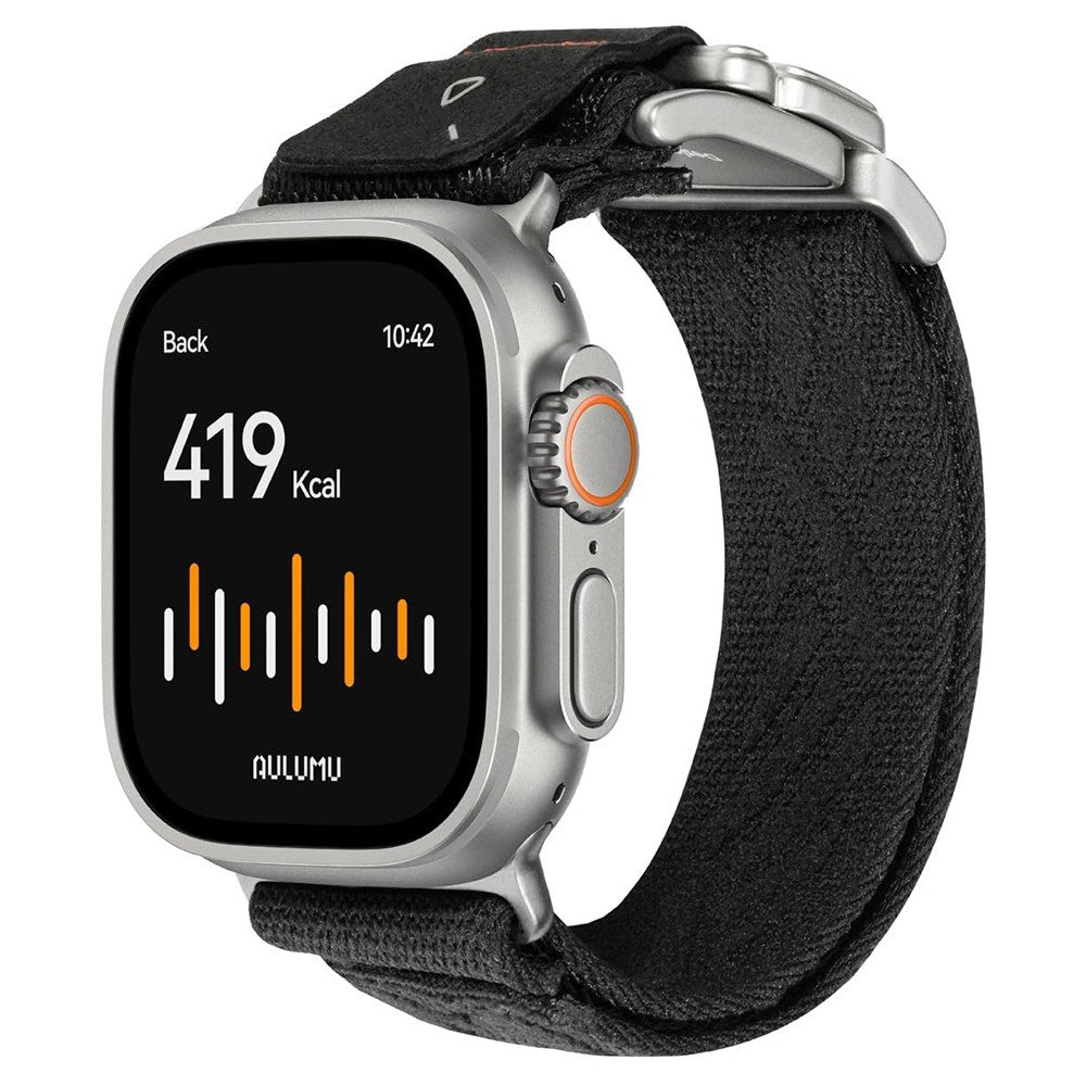 Apple Watch (42/44/SE/45/46/49mm) Aulumu C03 Nylon Rem - Silver / Svart