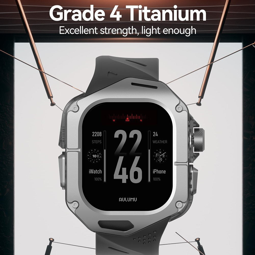 Apple Watch Ultra 4 / 3 / 2 / 1 (49mm) AULUMU Armband m. Titan - Svart