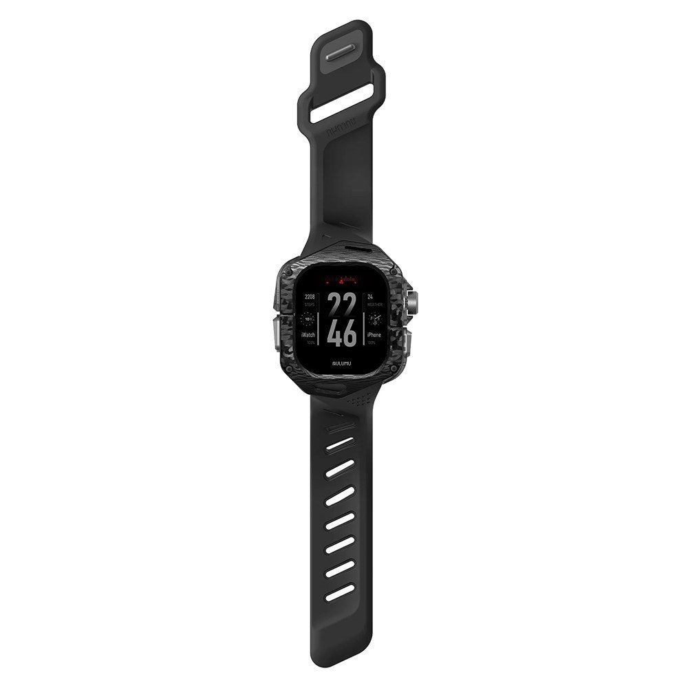 Apple Watch Ultra 4 / 3 / 2 / 1 (49mm) AULUMU Armband m. Inbyggt Plast Skal - Svart