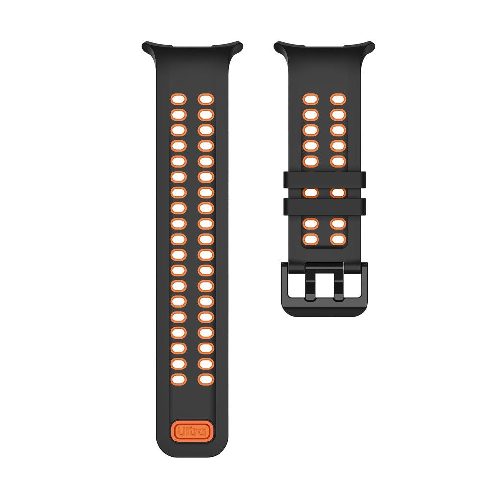 Samsung Galaxy Watch Ultra 2 / Ultra (47mm) Silikon Armband m. Ventilationshål - Svart / Orange