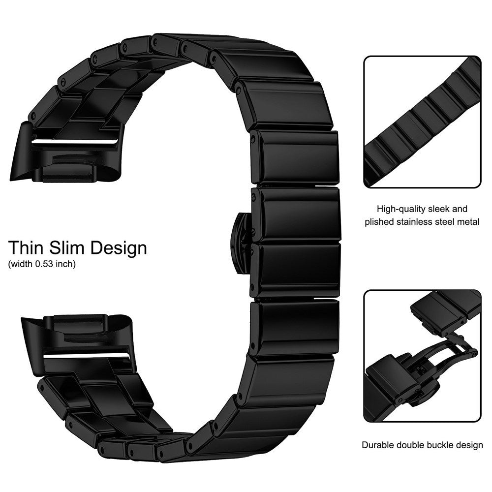 Fitbit Charge 6 / 5 EIDERWOOD Metall Klockarmband - Svart