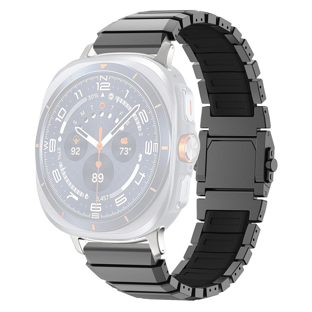 Samsung Galaxy Watch Ultra 2 / Ultra (47mm) Magnetisk Metall Armband m. Silikon - Grå / Svart
