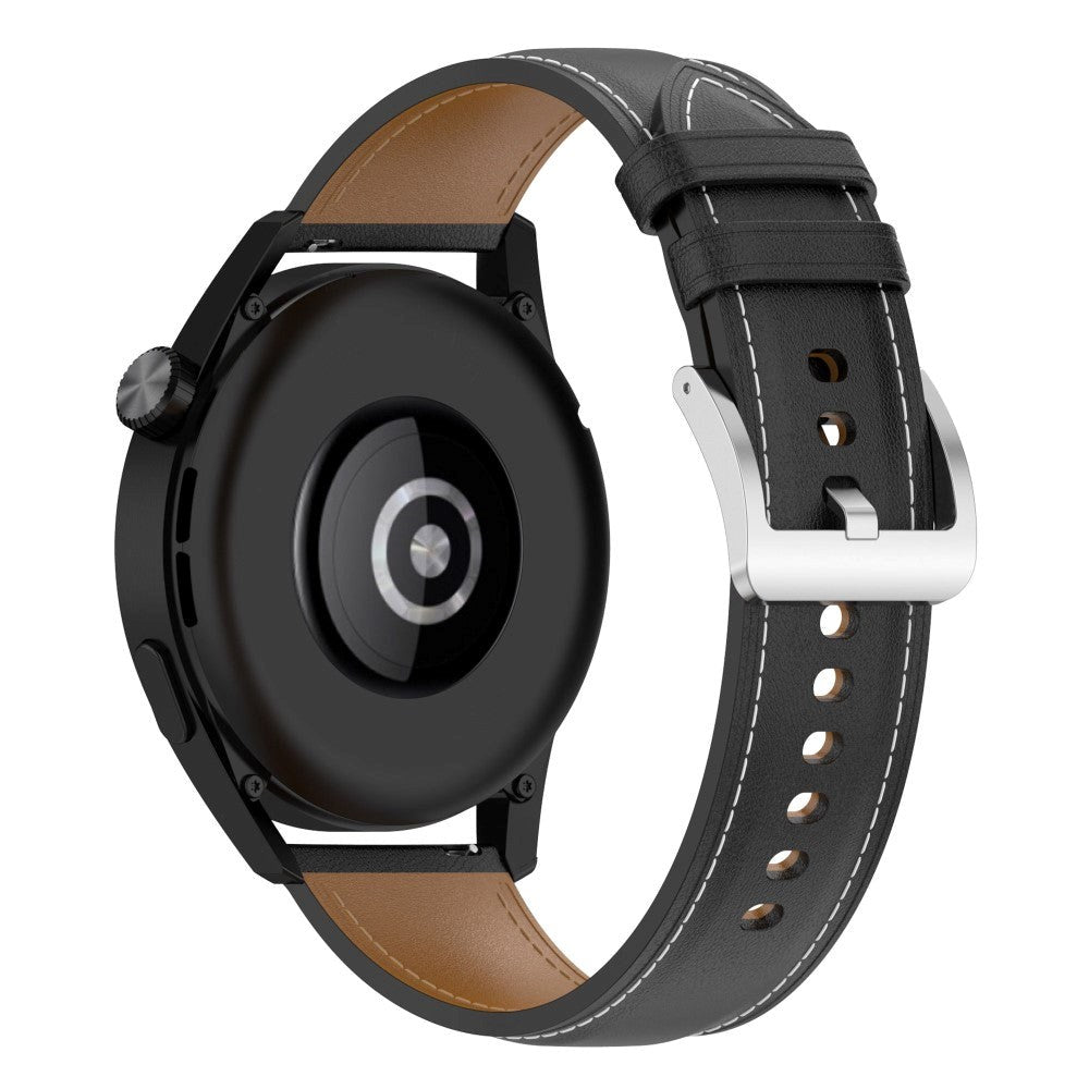 Universal smartwatch pu läderband m. Spänne 22mm - Svart