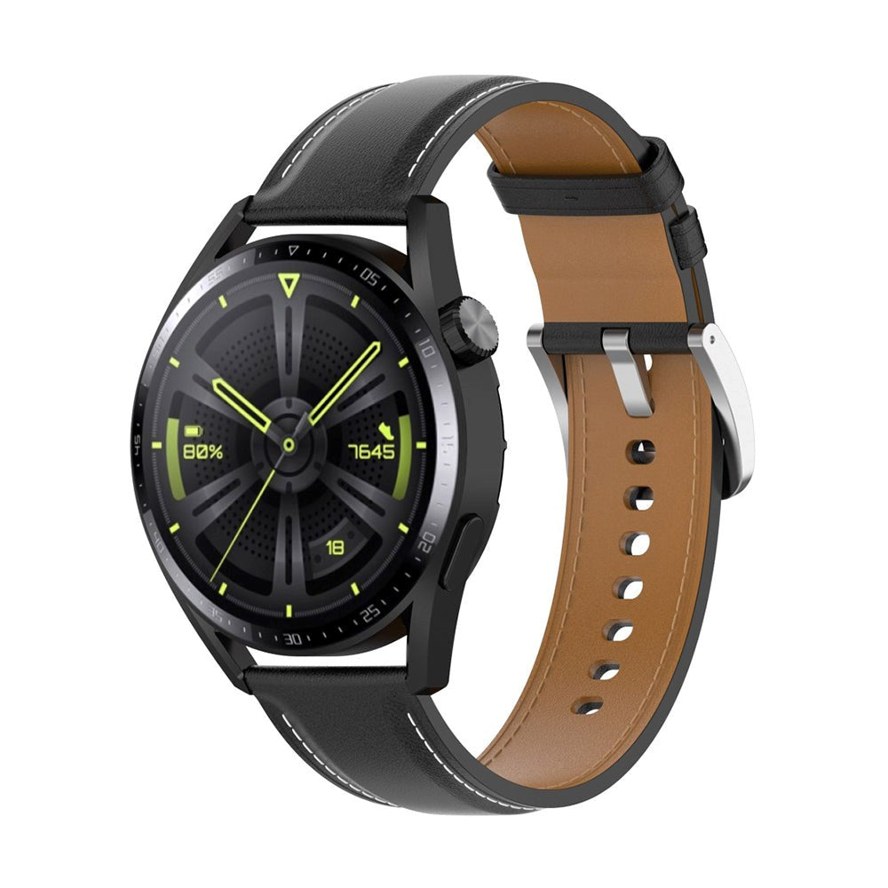 Universal smartwatch pu läderband m. Spänne 22mm - Svart