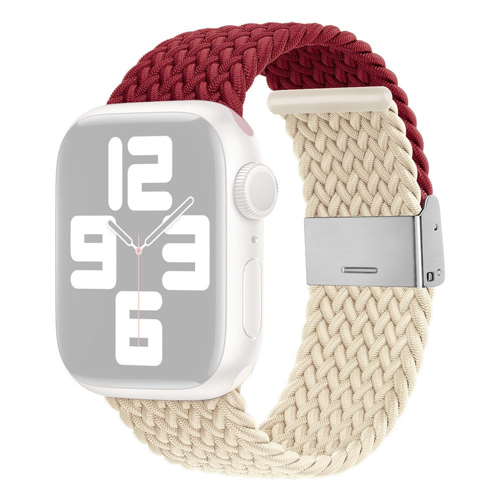 Apple Watch (38/40/SE/41/42mm) Tvåfärgat nylonarmband - Röd / Beige