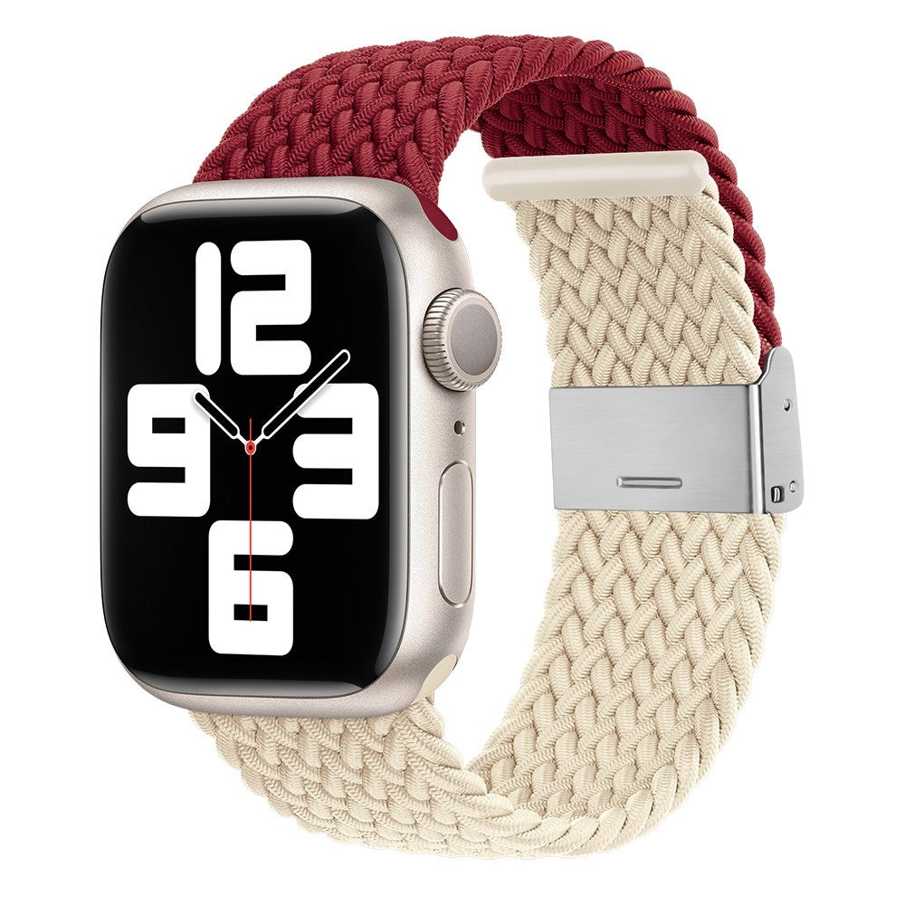 Apple Watch (38/40/SE/41/42mm) Tvåfärgat nylonarmband - Röd / Beige
