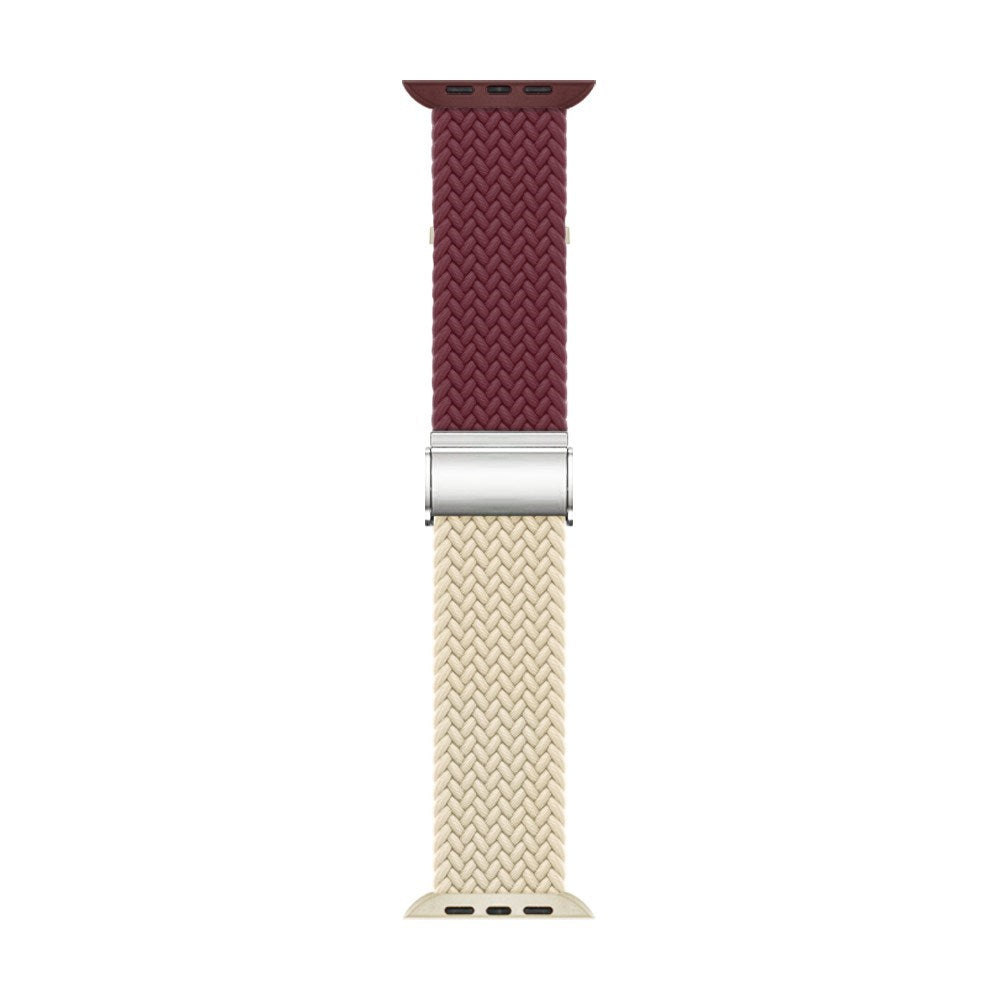 Apple Watch (38/40/SE/41/42mm) Tvåfärgat nylonarmband - Röd / Beige