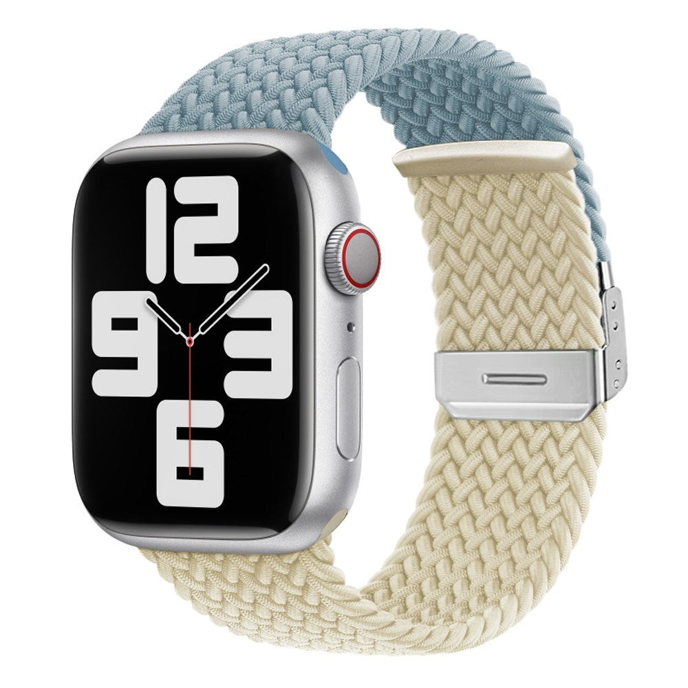 Apple Watch (38/40/SE/41/42mm) Tvåfärgat nylonarmband - Blå / Beige