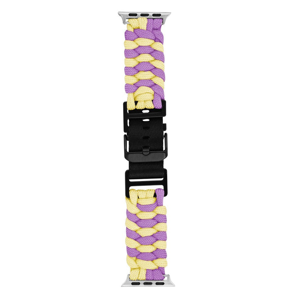 Apple Watch (38/40/SE/41/42mm) EIDERWOOD Flätat Nylon Armband - Gul / Lila