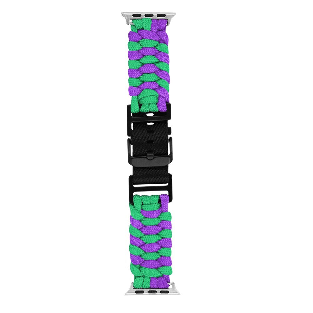 Apple Watch (38/40/SE/41/42mm) EIDERWOOD Flätat Nylon Armband - Lila / Grön