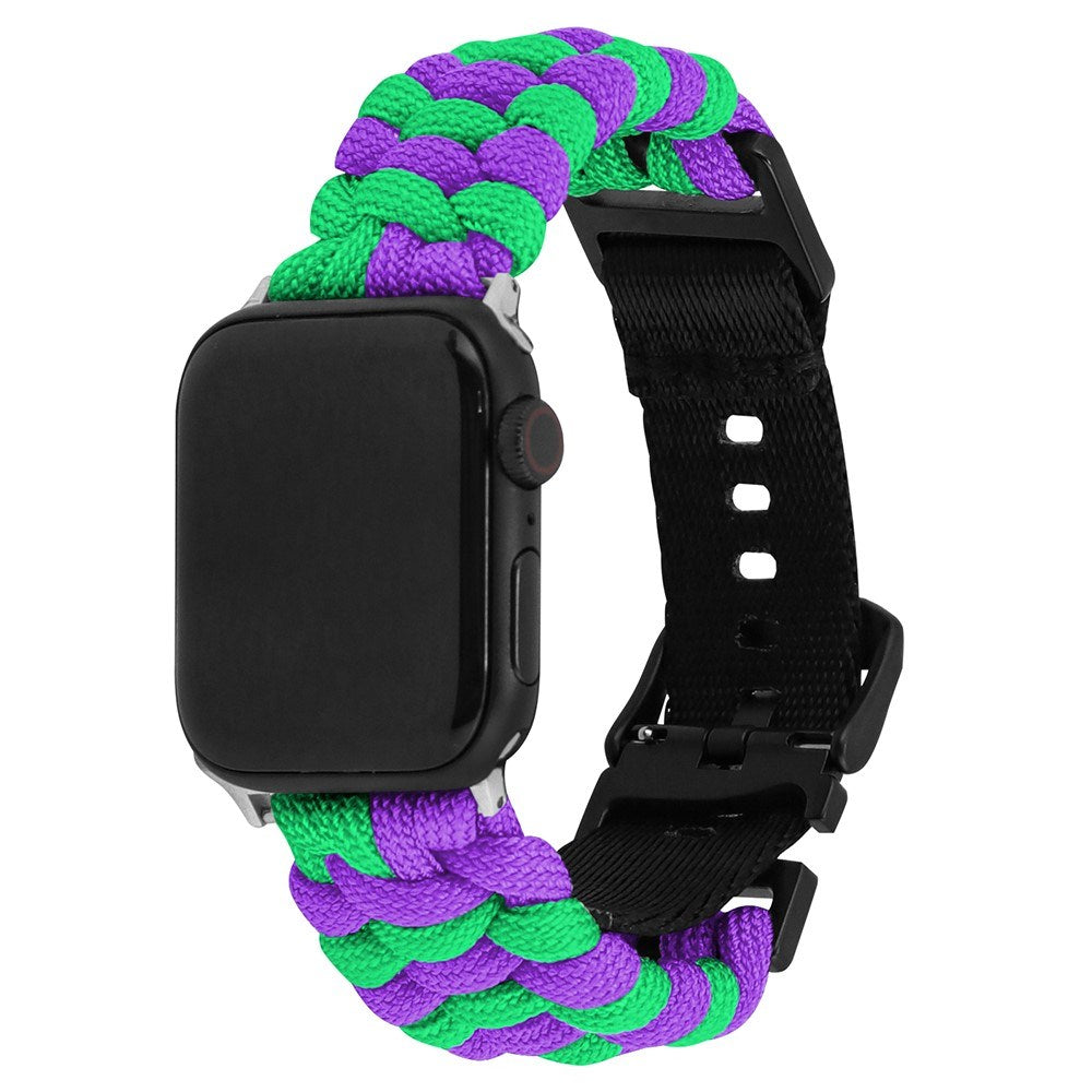 Apple Watch (38/40/SE/41/42mm) EIDERWOOD Flätat Nylon Armband - Lila / Grön
