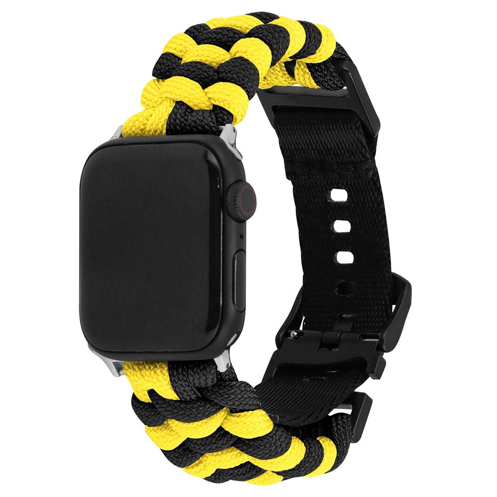 Apple Watch (38/40/SE/41/42mm) EIDERWOOD Flätat Nylon Armband - Gul / Svart