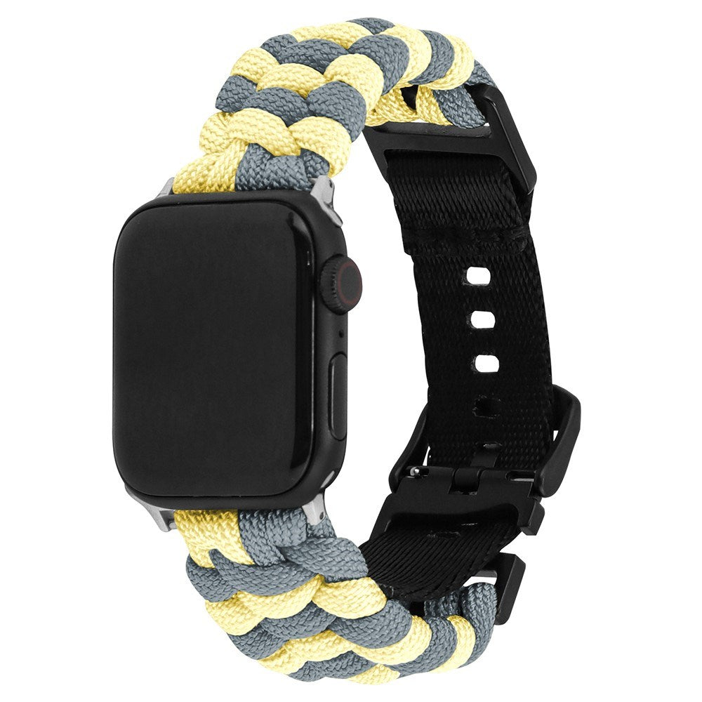 Apple Watch (42/44/SE/45/46/49mm) EIDERWOOD Flätat Nylon Armband - Gul / Grå