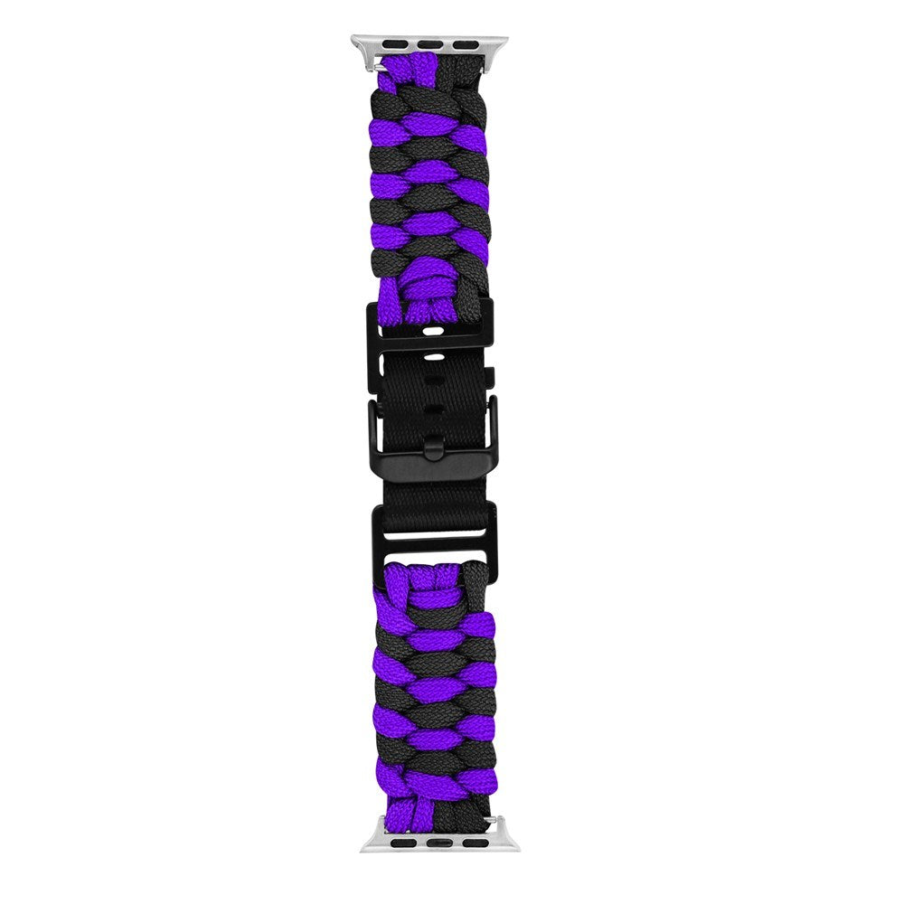 Apple Watch (42/44/SE/45/46/49mm) EIDERWOOD Flätat Nylon Armband - Lila / Svart